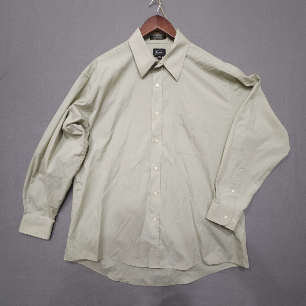Haggar Mens Gray Long Sleeve Button Up Classic Poplin Shirt Size XXL